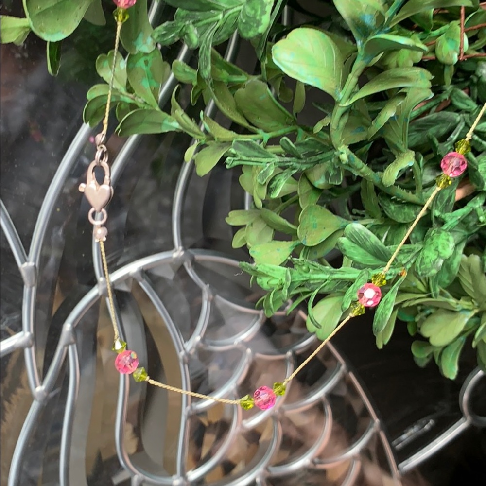 Pink and green crystal necklace - Picture 5 of 6